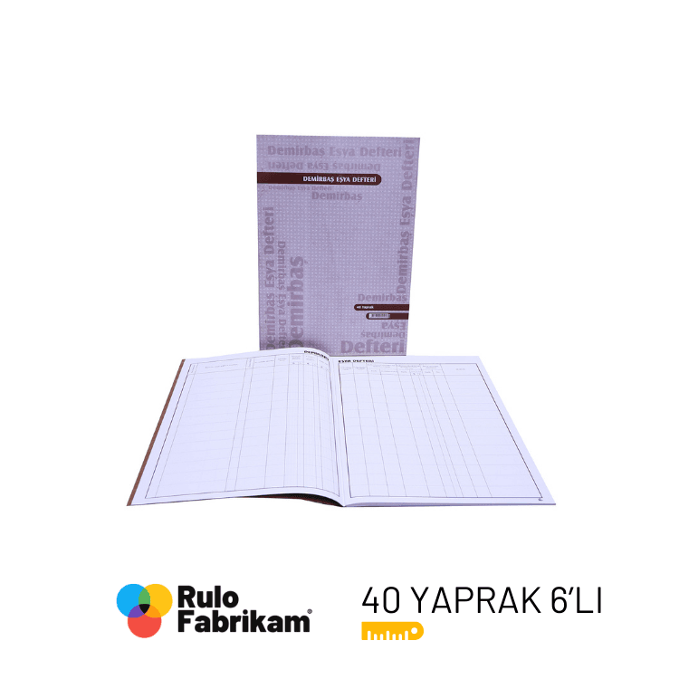 Demirbaş Eşya Defteri 40 Yaprak 6 Adet