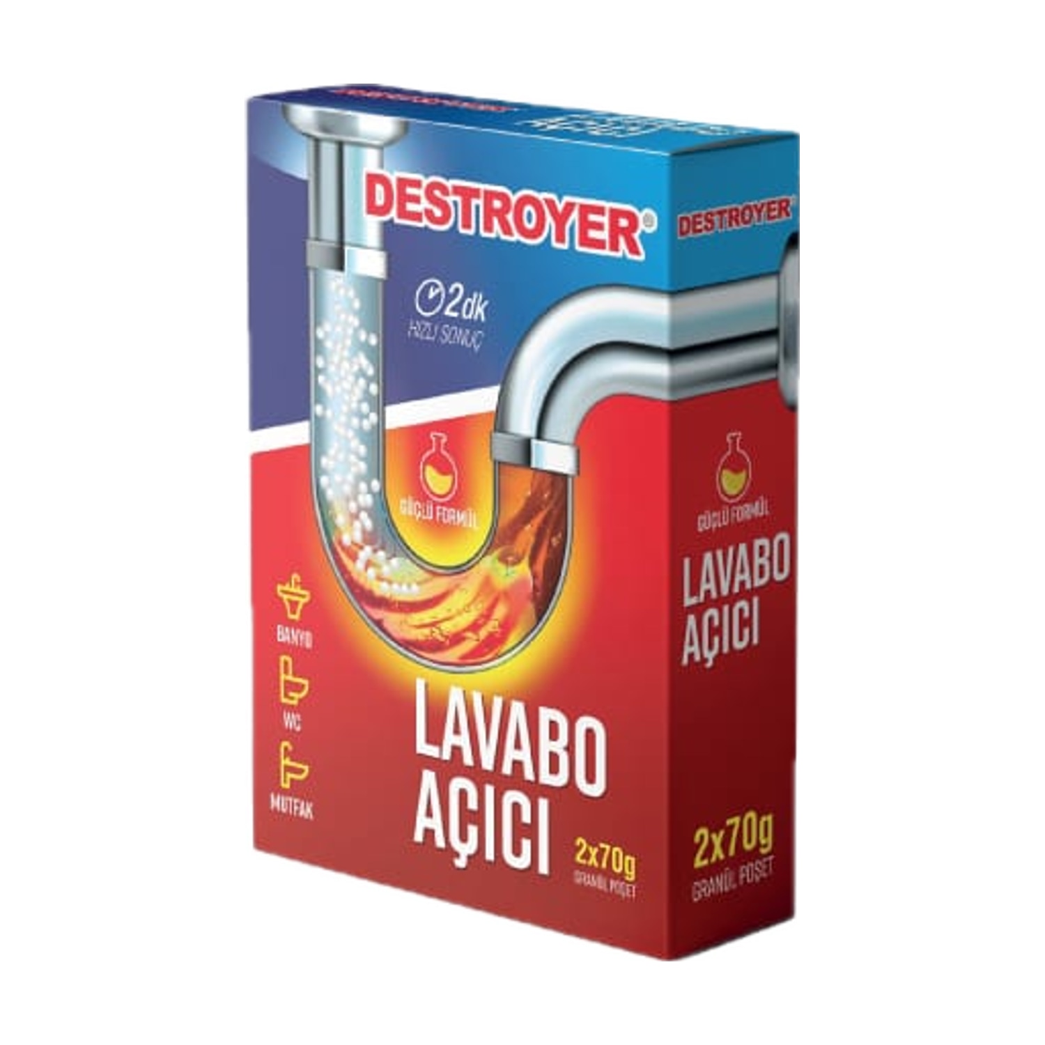 Lavabo Açıcı Granül Destroyer 2x70 gr, lavabo ve gider açıcılar ürünü
