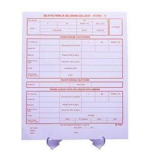 FORM 1 İŞLETİCİ KİMLİK BIL.BELG. 100'LÜ